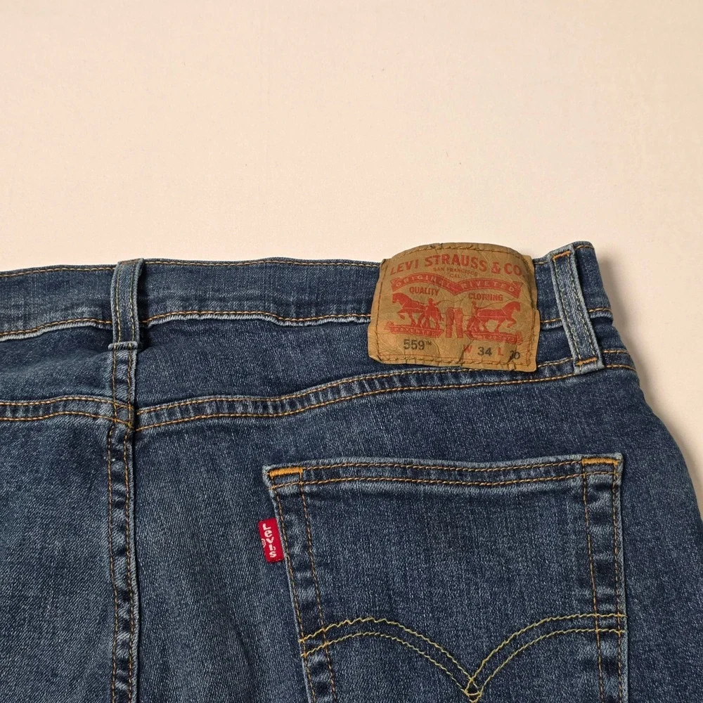 Levi's 559 Relaxed Straight Jeans Men 34x30 Blue Medium Wash Denim Pants Western
